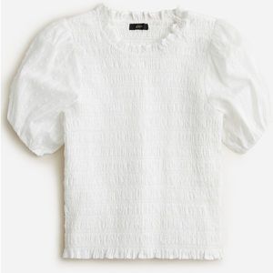 J. CREW Puff sleeve Textured Voile Smocked Top in White - Women’s Size XL - New